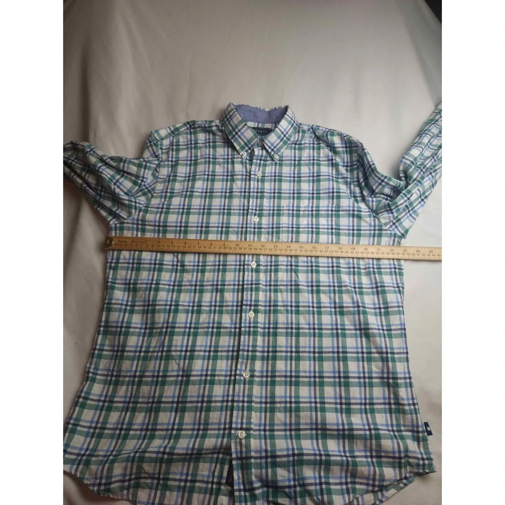 Crown & Ivy Mens Classic Fit Plaid Button Down Shirt Green Size M